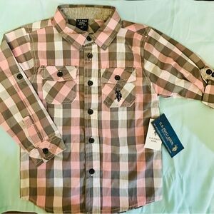 U.S. Polo Assn. Pink and Brown Plaid Button-Down Shirt